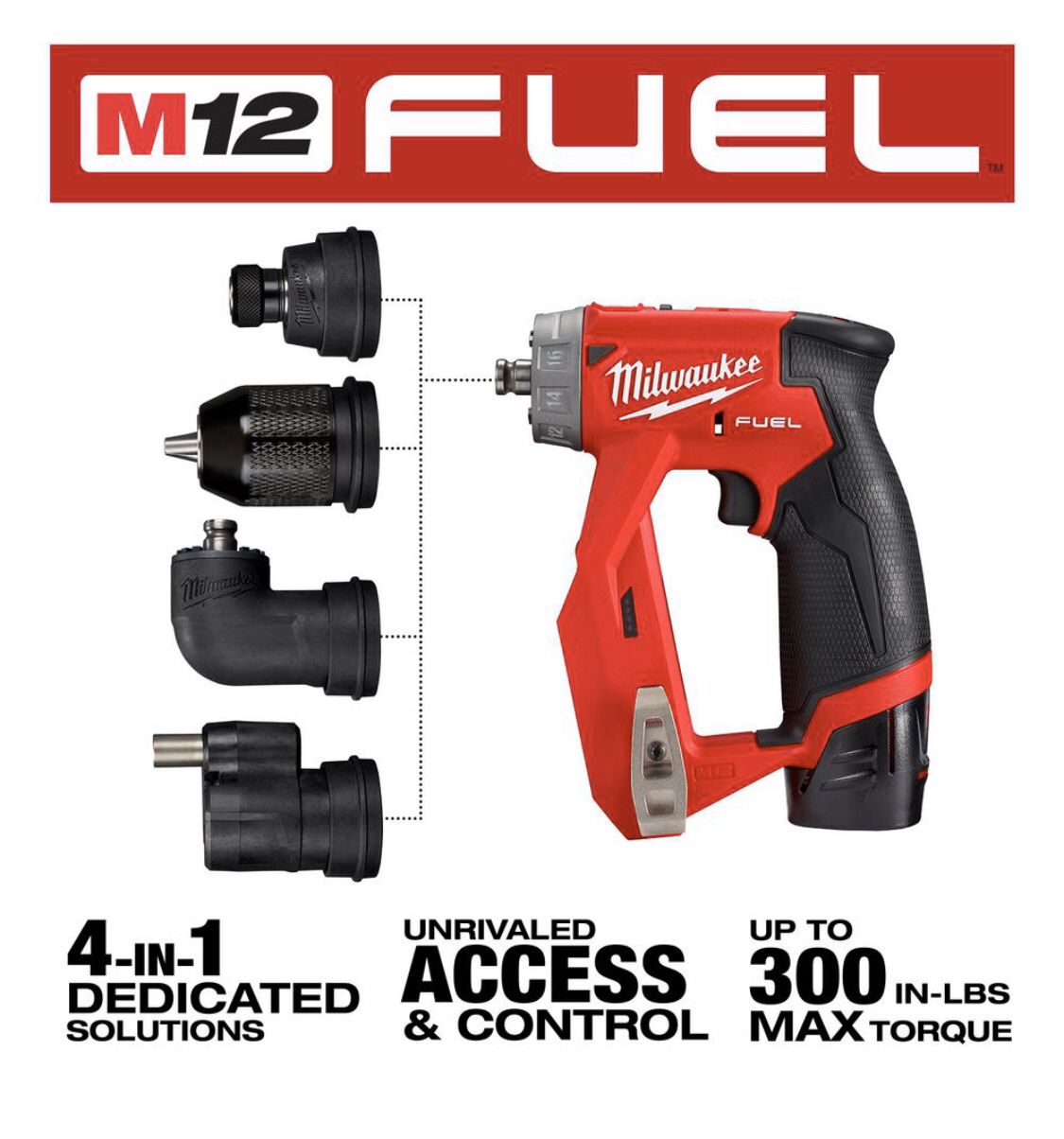 Milwaukee installation drill and impact driver with right angle and offset