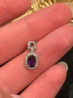 Solid silver lab Grown Diamonds real Amethyst