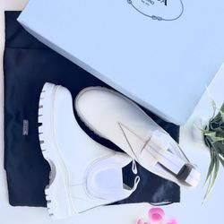 Prada white cheap chelsea boots