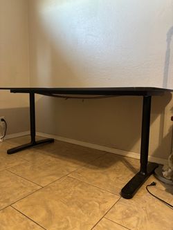 Large Black Desk with Metal Frame