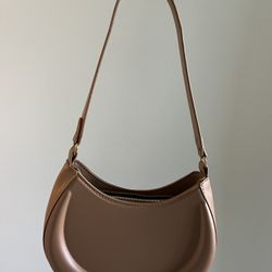 Brand New - Trendy Crescent Purse Light Brown