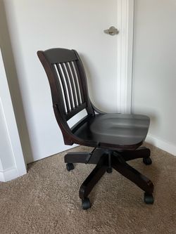 Wood Rolling Chair - dark brown