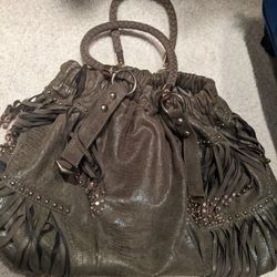 Fringed Green Suede Purse