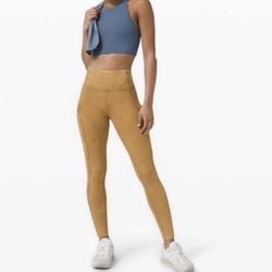 Lululemon Fast Free Tights High Rise 25” Size 4 Ice Dye Wash Spiced Bronze Gold