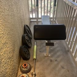 Selling Full 245lb Weight Set With Bench