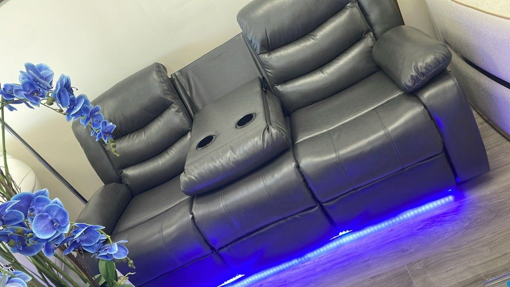 Sofa And Loveseat Recliner. Faux Leather. Gray. Ask For Price