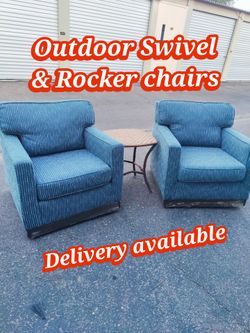 Outdoor rocker/swivel chairs & table