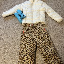 Girls Snow Pants, Jacket, and gloves 