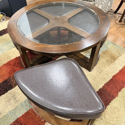 Space-Saving Coffee Table with 4 Storage Stools