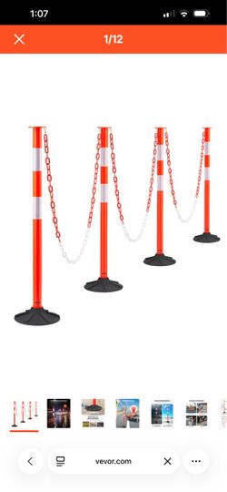 4 Pack Traffic Delineator Posts, 34 in Traffic Safety Cones with Weighted Base,