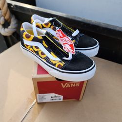 Vans Old Skool Sunflower Black/Yellow Shoes Girls Size 12.5