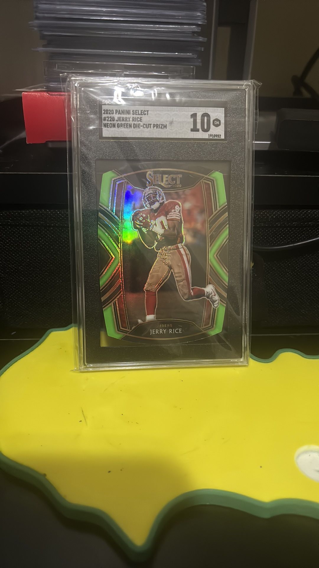 SGC 10 Jerry Rice Panini Select Neon Green Prizm Card