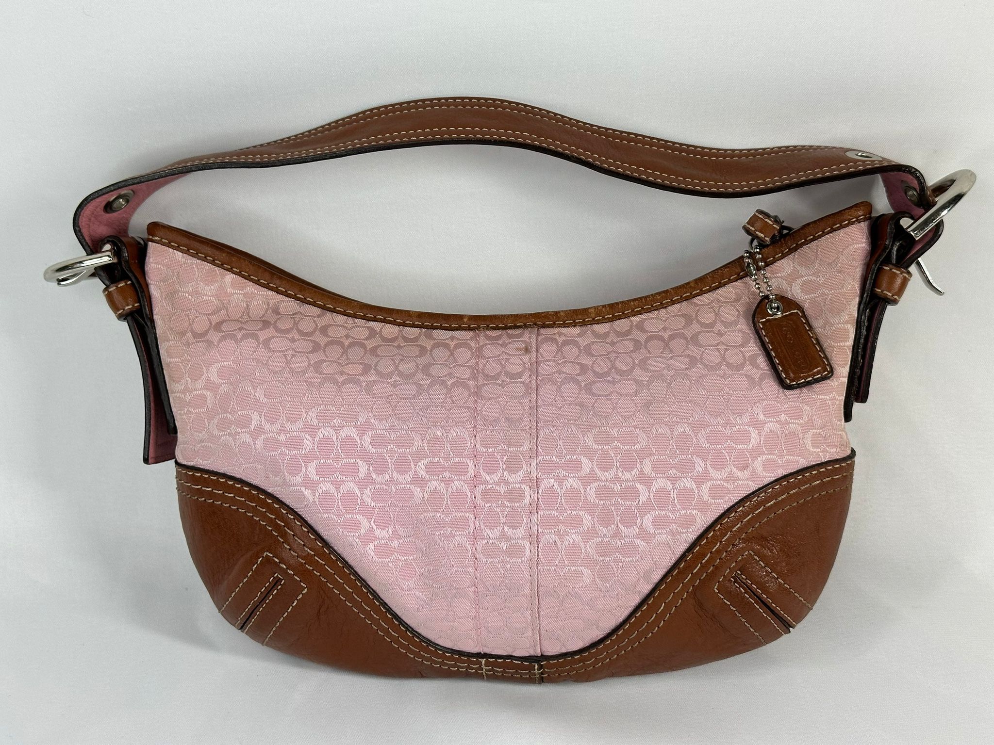 #434 Genuine Vintage Coach Purse/ Bag PINK w/ Brown Leather