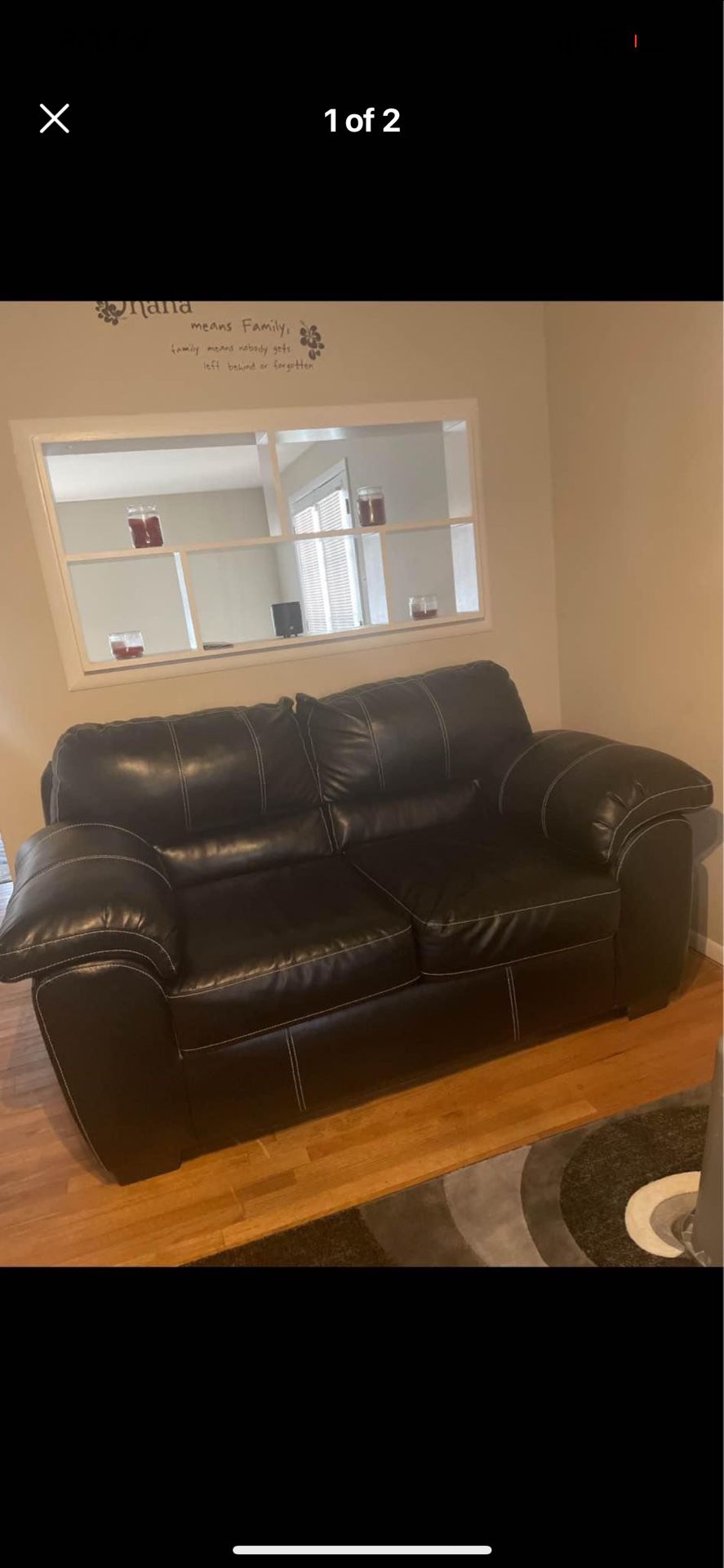 Black Leather Couch & Loveseat $500 Obo