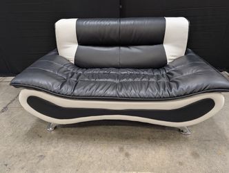 Contemporary Two-Tone Black and Cream Loveseat Sofa
