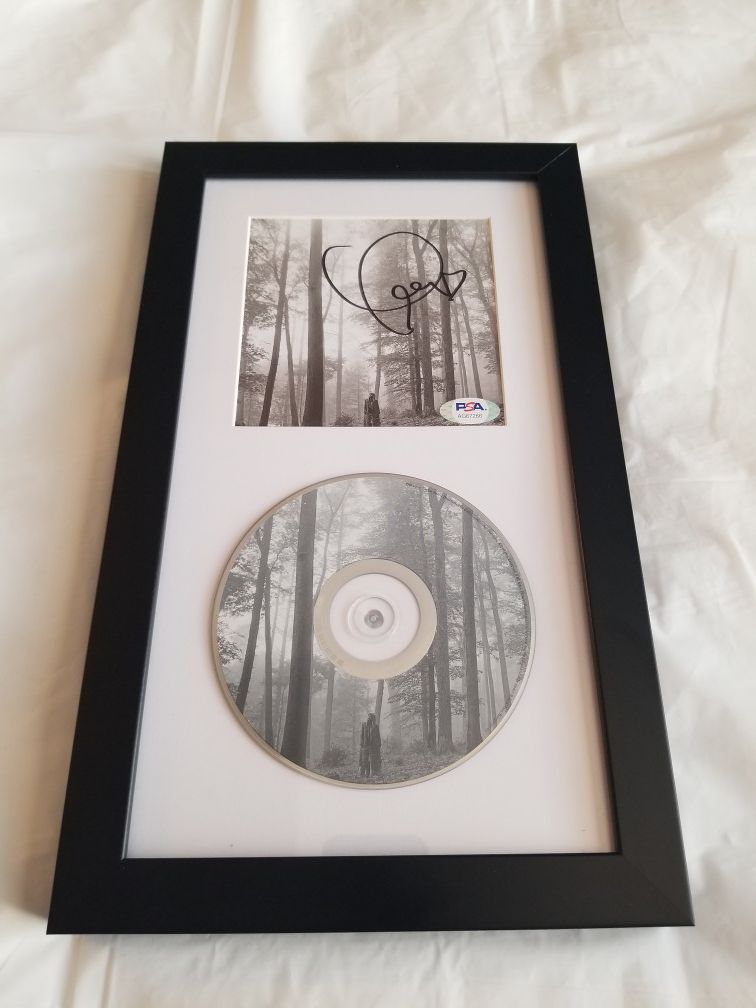 Taylor Swift Signed Folklore CD Cover w/ PSA COA Framed Autographed Music Album