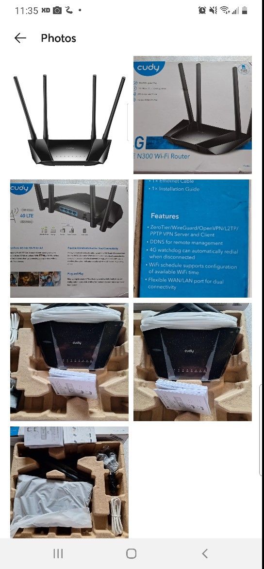CUDY Router LT400 Up to 150/50Mbps LTE speed 300Mbps Wi-Fi smoother experience
Please Pictures for details
New condition
