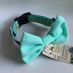 Turquoise Bow Tie/ Pineapple Print Pet Collar