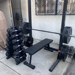 Complete Gym Set/weights/full gym Equipment With Rack Bench Weights Dumbells Bar Read Discription For Price 