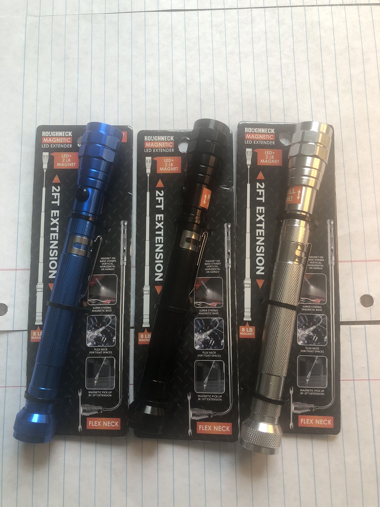 ROUGHNECK Magnetic LED Extender (Black,Silver, and Blue)