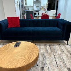 Blue luxury modern coaster sofa 3 seater