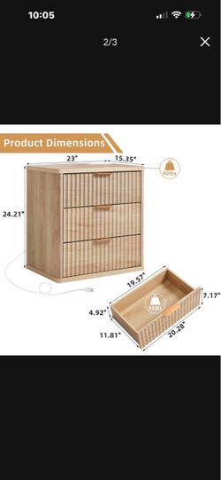3-Drawer Nightstand with Charging Station