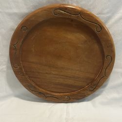 Hand Carved 16” Wooden Bread Cutting Board VTG 