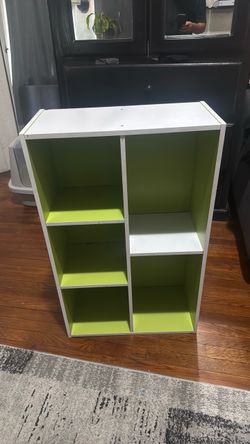 5-Cube Bookcase / Storage Organizer – White & Lime Green