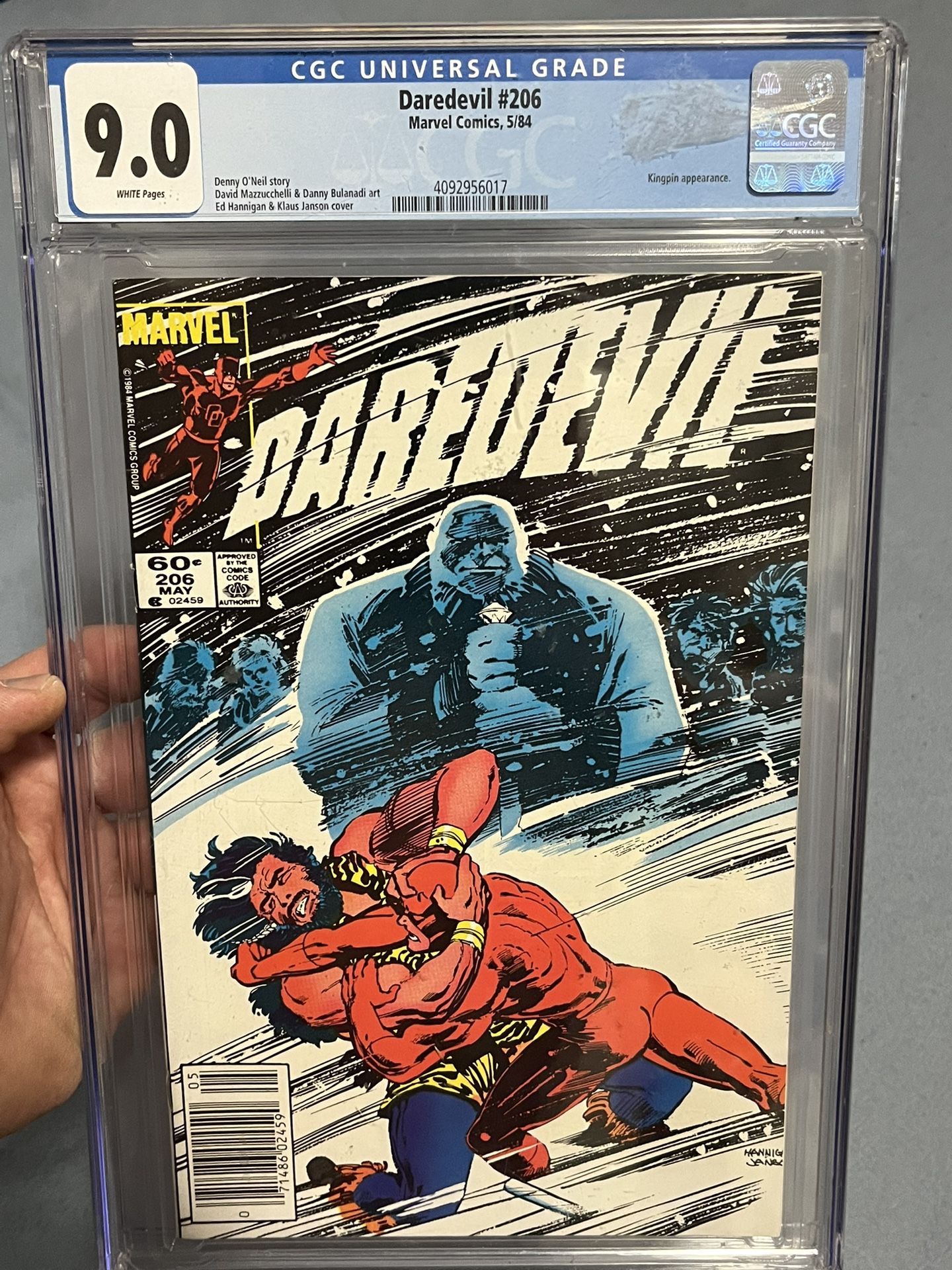 Daredevil #206 Marvel Comics, 5/84 1983 CGC 9.0 White Pages