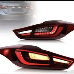  Red Tail Lights for Hyundai Elantra 2011-2016  Rear Tail Lamps Assembly with Dynamic Animation Running Light, Sequential 