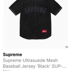 Supreme Ultrasuede Mesh Baseball Jersey 'Black