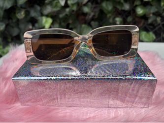 Clear- Frame Rectangle Sunglasses Chunky Frame Style Dark Tint