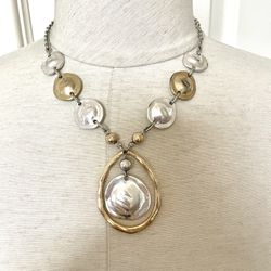 Silver Gold Tone Pendant Necklace 