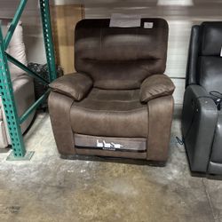 Barcalounger Brown Fabric Rocking, Reclining And Swing Chair. 