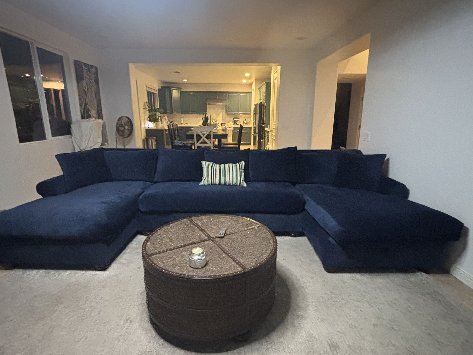 Navy Down Sectional Sofa With 2 Chaises