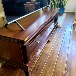 Wood TV stand table drawers 