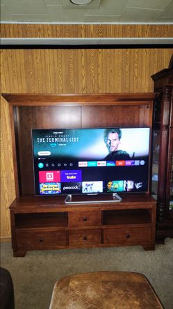 Sharp LC-60C6600U 60" TV and Wooden Entertainment Center