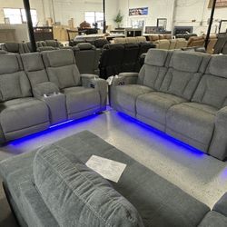 NEW SOFA AND LOVESEAT ELECTRIC RECLINER GREY 