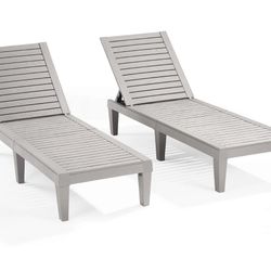 Outdoor Plastic Lounge Chair in Grey - Set of 2