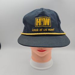 Vintage Unbranded HW Look At Us Now! Navy Blue Adjustable Leather StrapbackHat. 8
