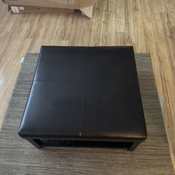 Brown Leather Ottoman 