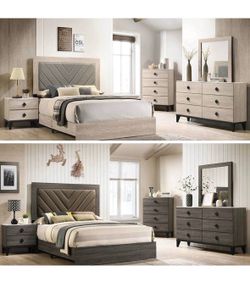 4- Pc Bedroom set Dresser,Mirror  Nightstand (1) Queen size bed frame  Not including Mattress and Box Sp