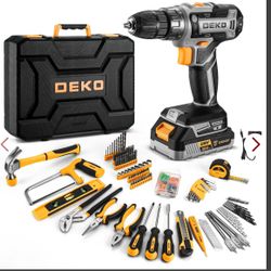 Cordless Drill Tool Kit Set: 20V Power Drill Tool Box With Battery Electric Drill Driver For Men Home Hand Repair Basic Toolbox Tools Sets Drills Case