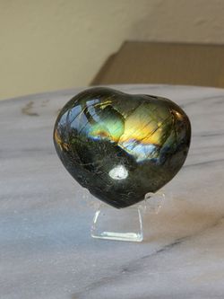2" Approximately Labradorite Heart Quartz Crystal