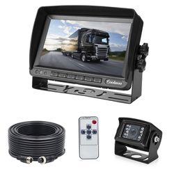 Backup Camera and Monitor Kit for Van, RV, Upgraded 175º Wide View Wired Infrared HD Small Rear View Cam with 7 inch Adjustable Monitor for Truck, Tr