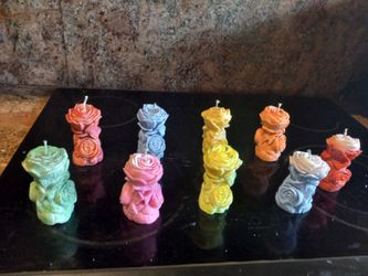 Rose Sculpted Pillar Candles Set of 8