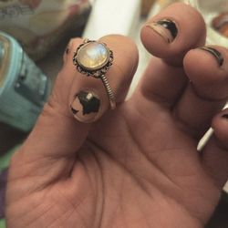 rainbow moonstone gemstone with a marcasite halo. 