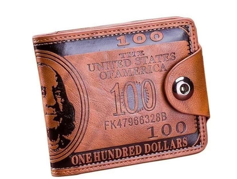 Men's Wallets With US Dollar Pattern Wallet Male Leather Wallet Photo Card Holde