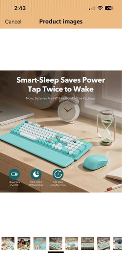 Wireless Keyboard and Mouse Combo, Full-Size Retro Typewriter Keyboard with Round Keycaps, Magnetic Wrist Rest, Tilt Legs, 2.4GHz Cordless for Mac, Wi