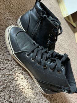 Cat & Jack Faux Leather Black High Top Boy’s Kid’s Sneakers